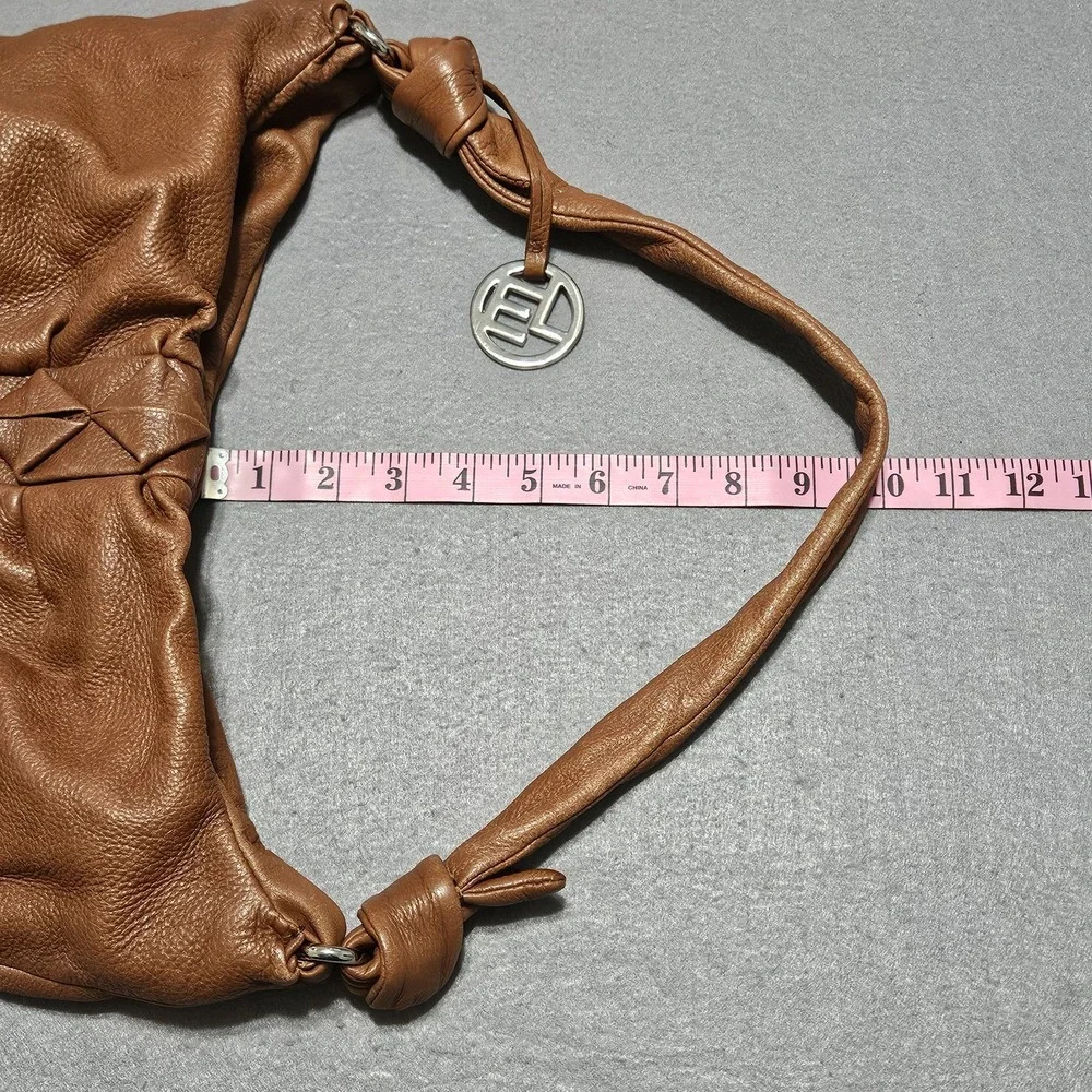 Elliott‎ Lucca Shoulder Bag Hobo Purse Brown Pebbled Leather Knot Ruched Front